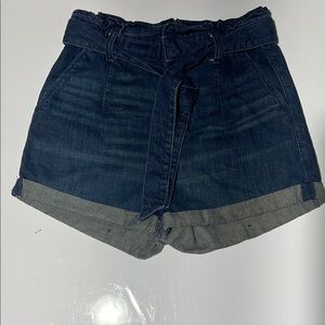 Express Dark Blue Tie-Waist Denim Shorts